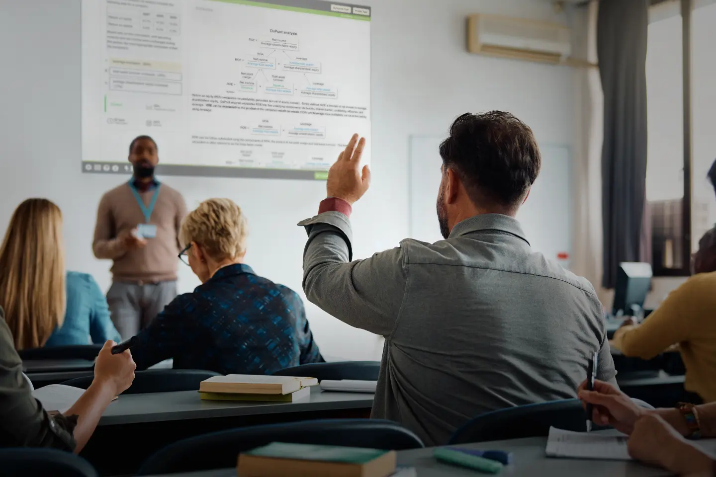 Instructor-led class with the UWorld interface, showcasing career-centered courses integrated into existing curriculums.